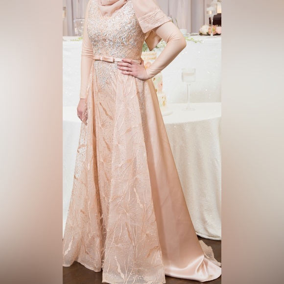 Engagement dress with rhinestones (overskirt, long sleeve) - Picture 7 of 7